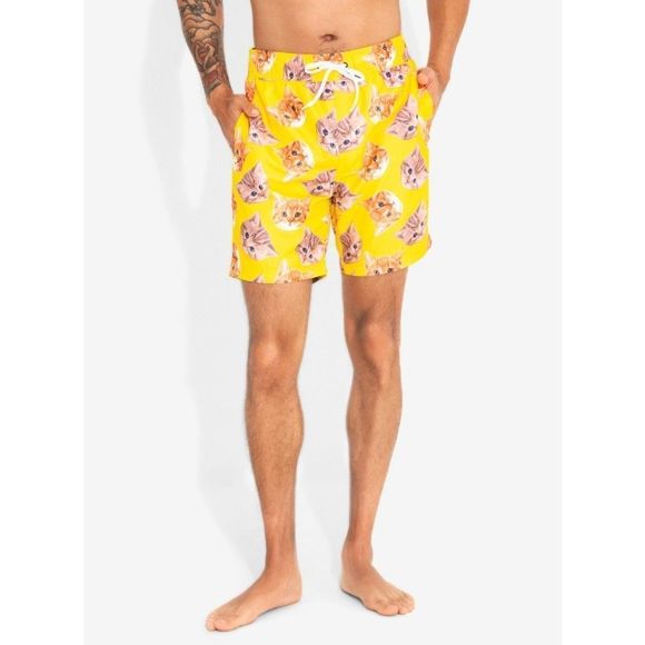 Black Matter Hot Topic Yellow Cats Swim Trunks 3X - Picture 6 of 6
